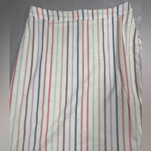 Madewell Button Slit Flecked Nebs Stripe Pearl Ivory Rainbow Midi Skirt Size 4 - Picture 4 of 16